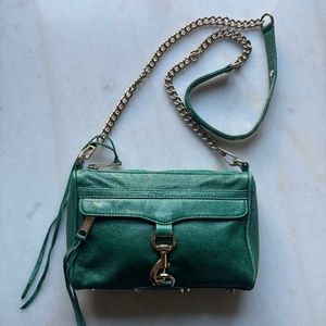 Rebecca Minkoff Mini MAC in Turquoise Leather  with Light Gold Hardware